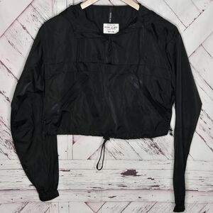 Adam Selman Sport Cropped Hooded Parka Black